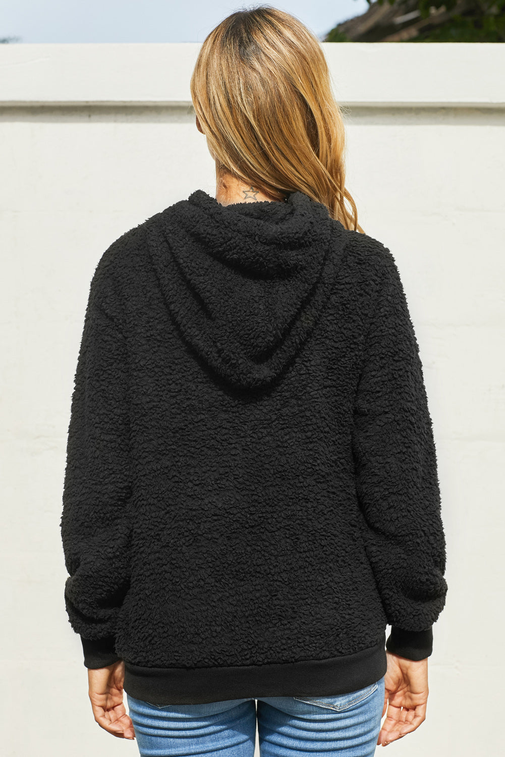 Drawstring Sherpa Hoodie with Pocket-Teresa&#39;s Fashionista LLC