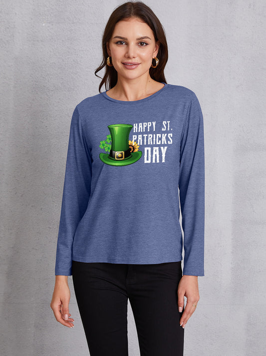 HAPPY ST. PATRICK'S DAY Round Neck T-Shirt-Teresa&#39;s Fashionista LLC