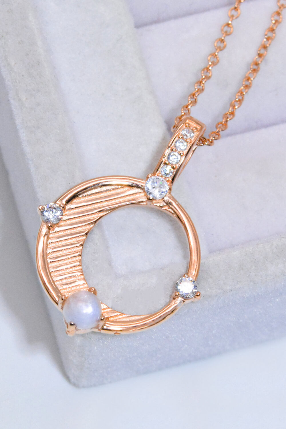 Inlaid Zircon and Natural Moonstone Pendant Necklace-Teresa&#39;s Fashionista LLC