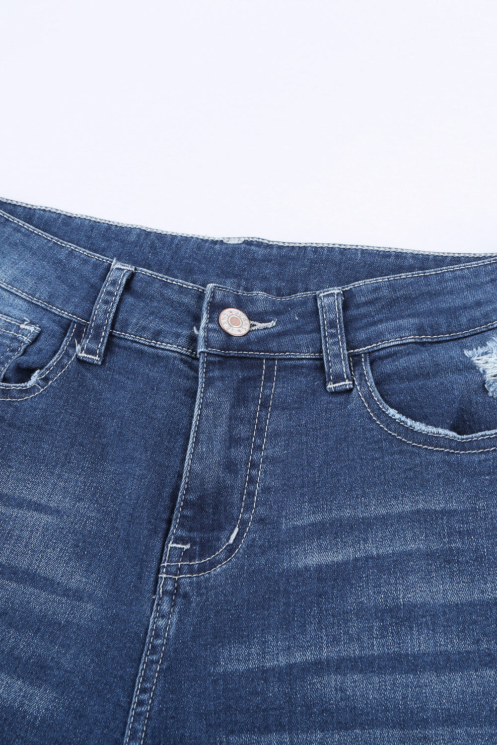 High-Rise Distressed Hem Detail Jeans-Teresa&#39;s Fashionista LLC