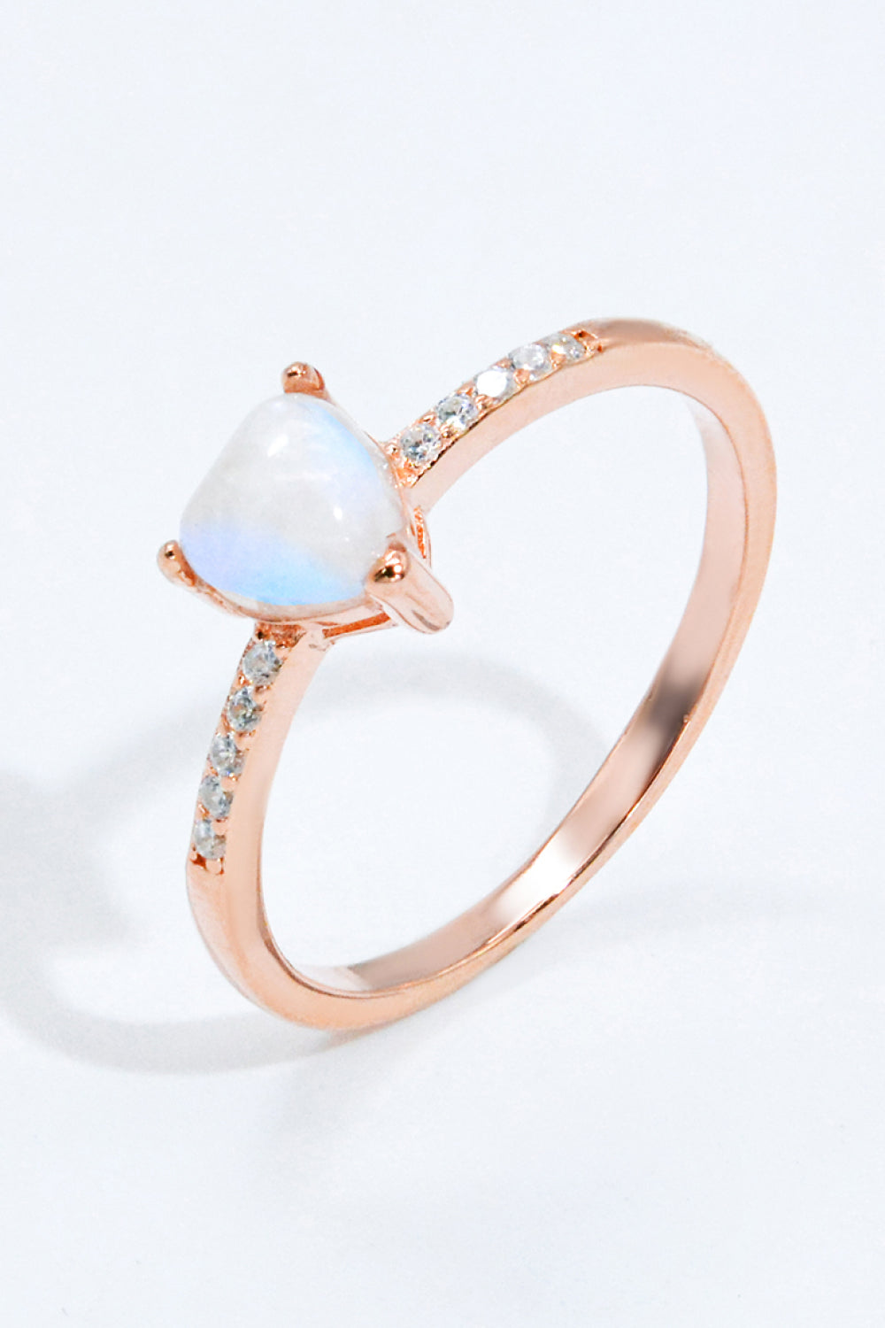 Natural Moonstone Heart 18K Rose Gold-Plated Ring-Teresa&#39;s Fashionista LLC