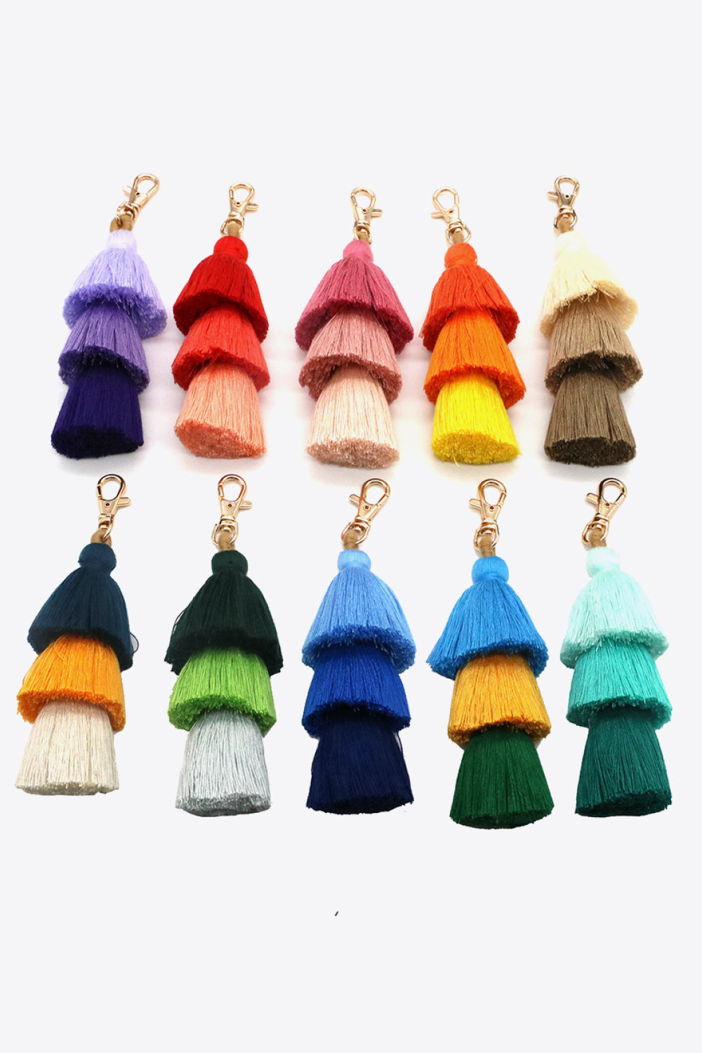 Assorted 4-Pack Multicolored Fringe Keychain-Teresa&#39;s Fashionista LLC