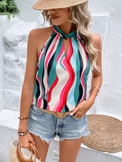 Multicolored Grecian Neck Tank-Teresa&#39;s Fashionista LLC