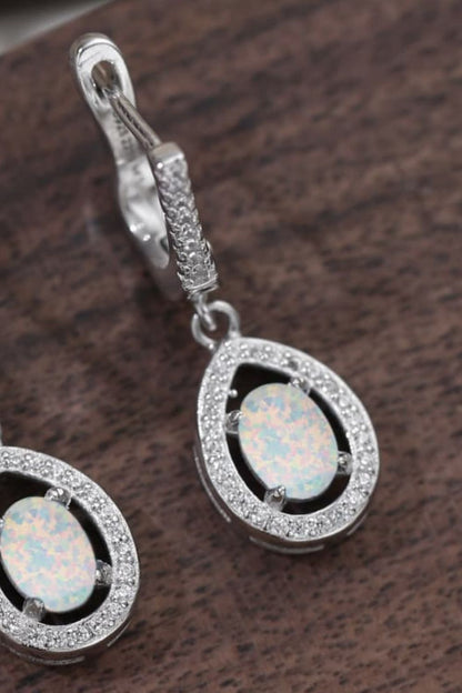 Opal Pear Shaped Drop Earrings-Teresa&#39;s Fashionista LLC