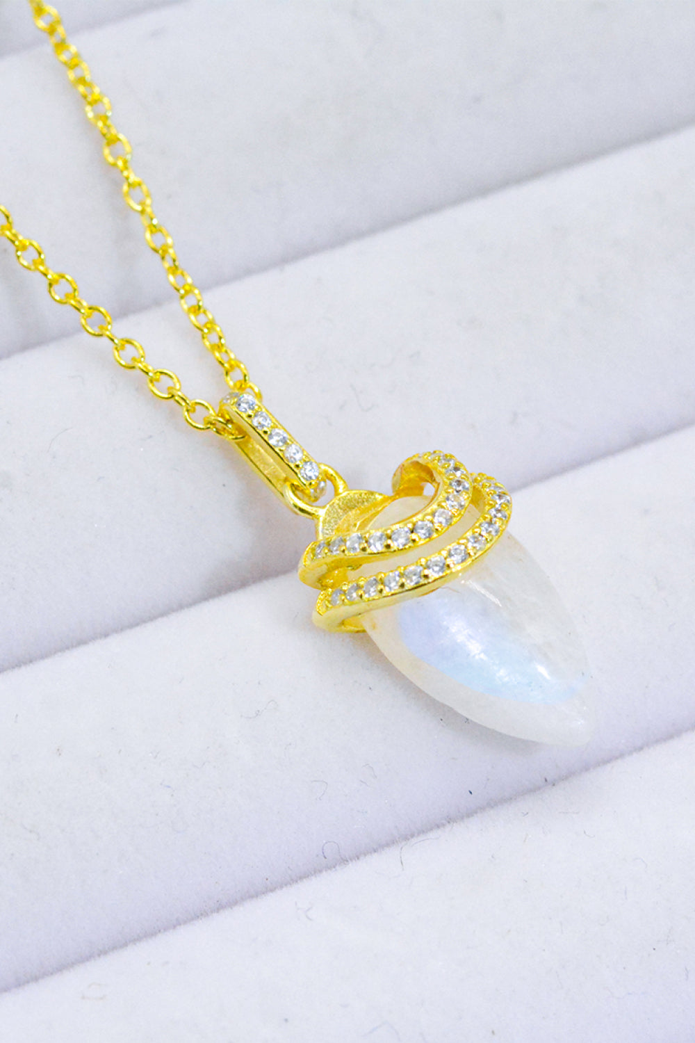 18K Gold-Plated Moonstone Pendant Necklace-Teresa&#39;s Fashionista LLC