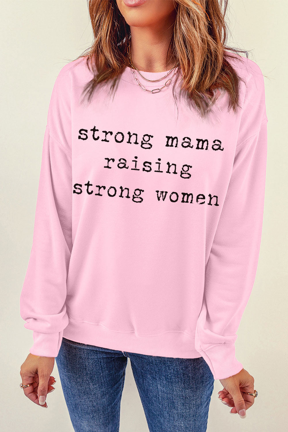 STRONG MAMA RAISING STRONG WOMEN Graphic Sweatshirt-Teresa&#39;s Fashionista LLC