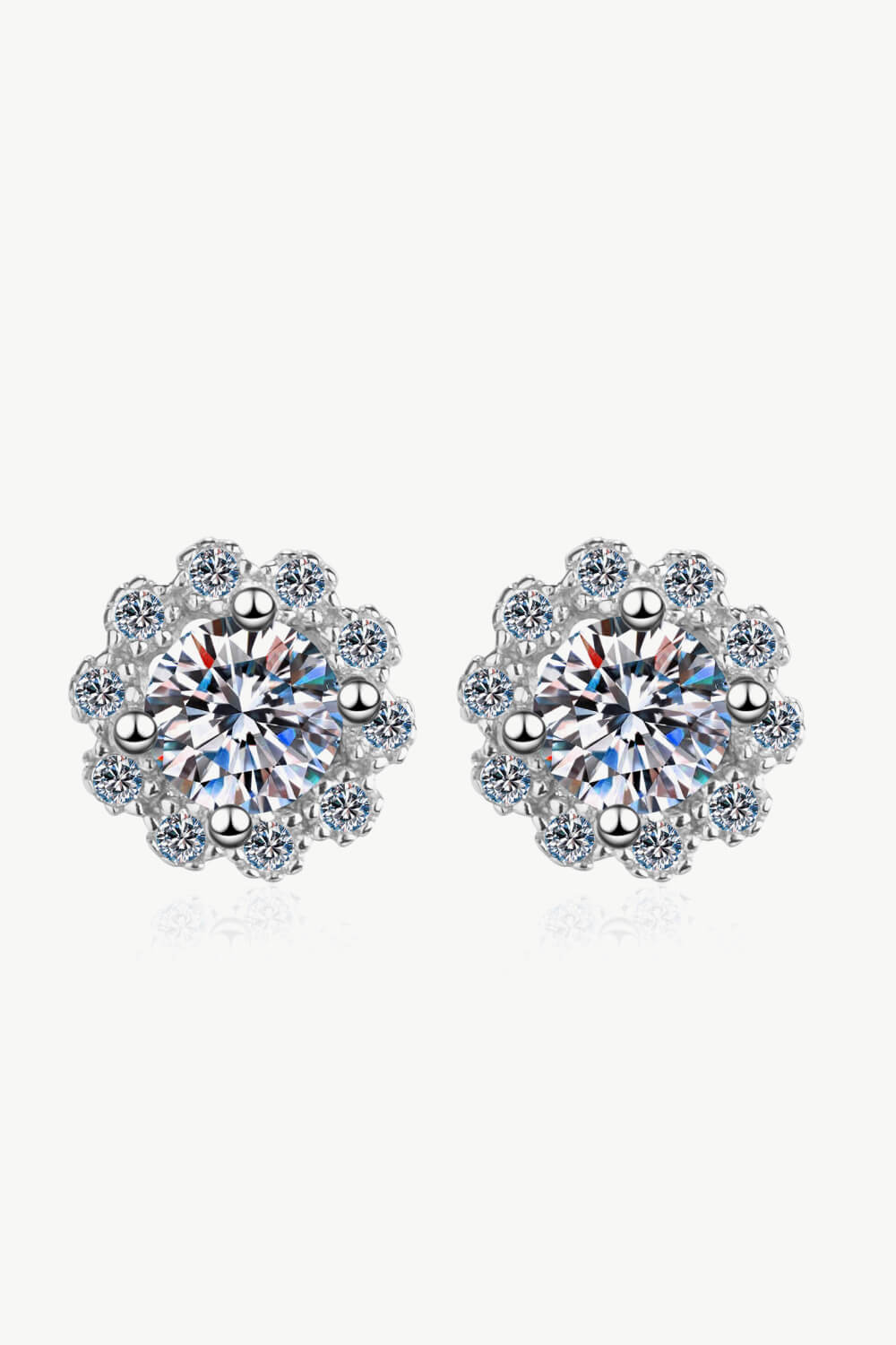 Moissanite Floral-Shaped Stud Earrings-Teresa&#39;s Fashionista LLC