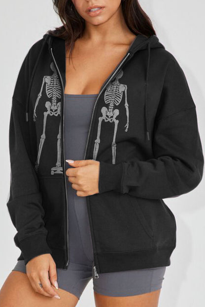 Simply Love Full Size Skeleton Graphic Hoodie-Teresa&#39;s Fashionista LLC