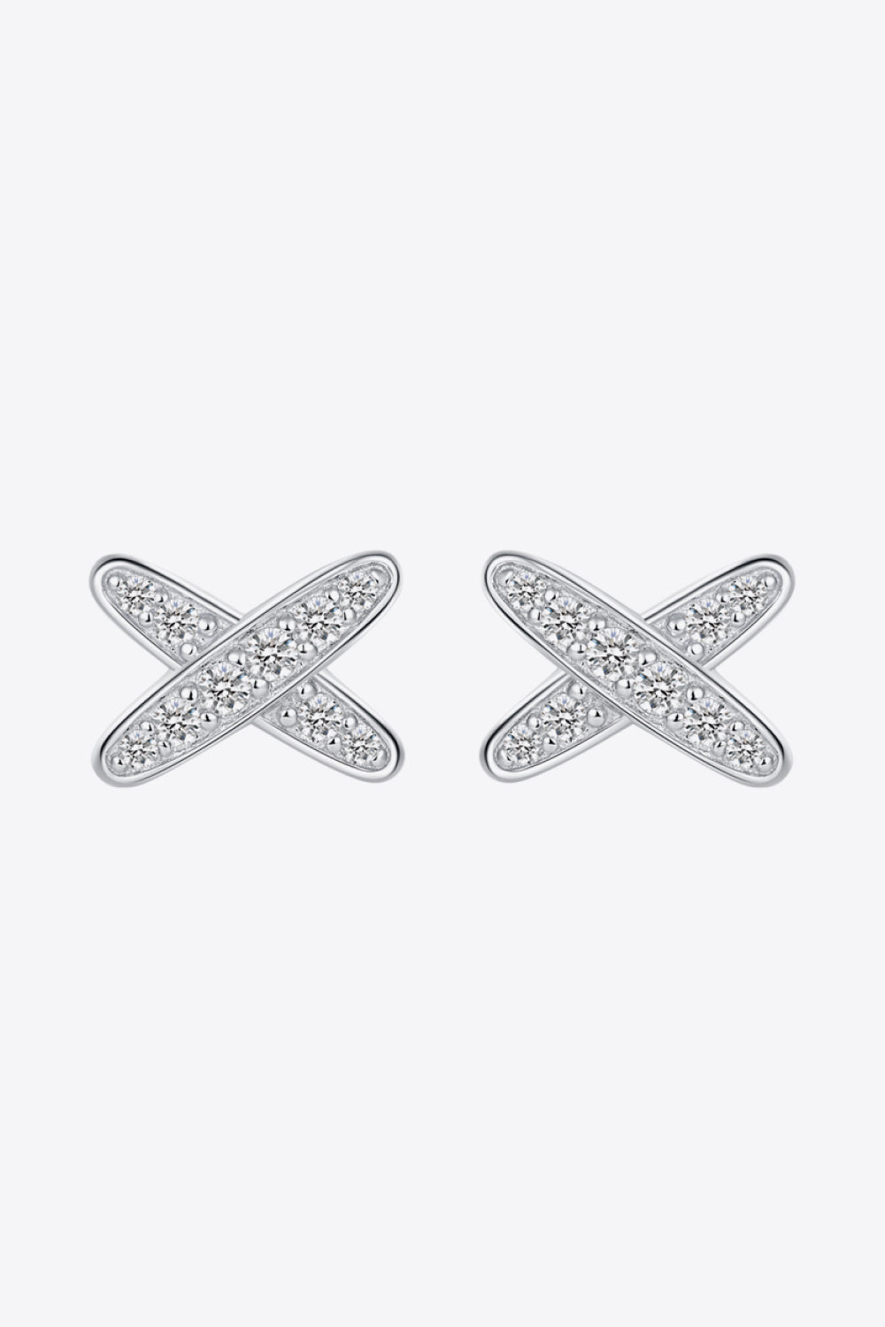 925 Sterling Silver X-Shape Moissanite Earrings-Teresa&#39;s Fashionista LLC