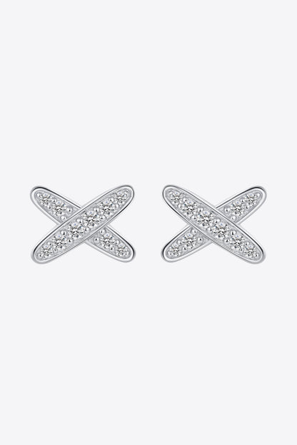 925 Sterling Silver X-Shape Moissanite Earrings-Teresa&#39;s Fashionista LLC