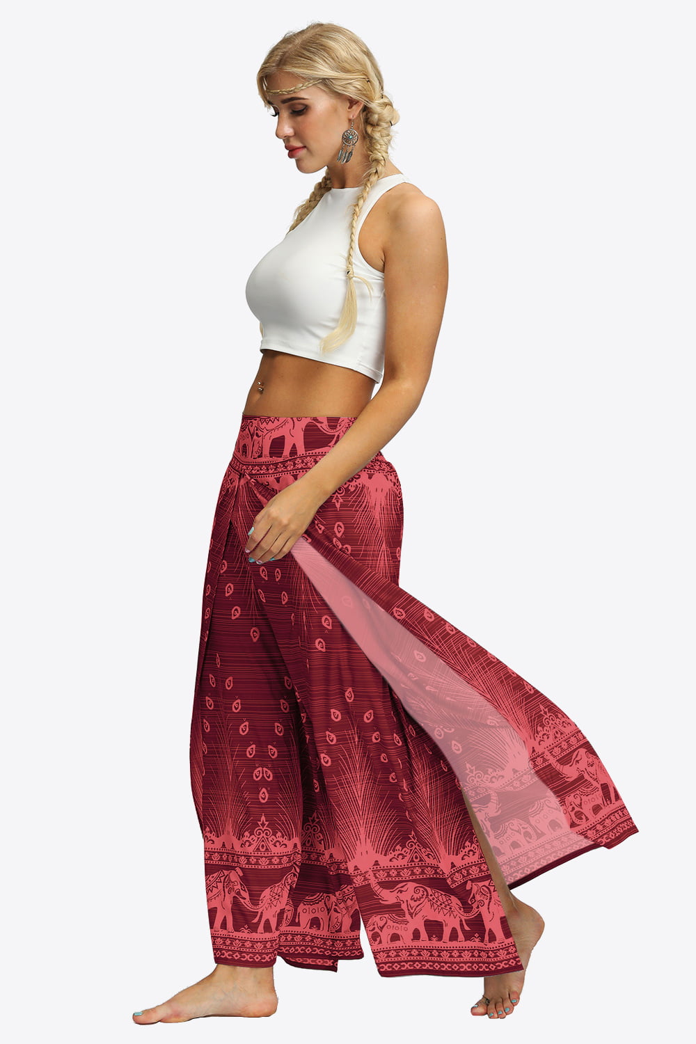 Split Wide Leg Long Pants-Teresa&#39;s Fashionista LLC