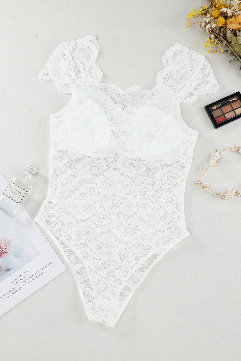 Ruched Sweetheart Neck Lace Bodysuit-Teresa&#39;s Fashionista LLC