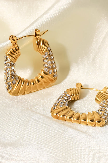 18K Gold Plated Inlaid Cubic Zirconia Earrings-Teresa&#39;s Fashionista LLC