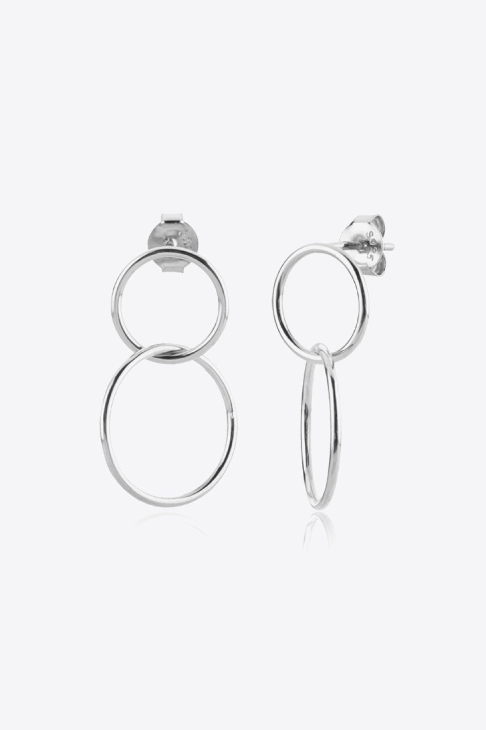 925 Sterling Silver Double Hoop Drop Earrings-Teresa&#39;s Fashionista LLC