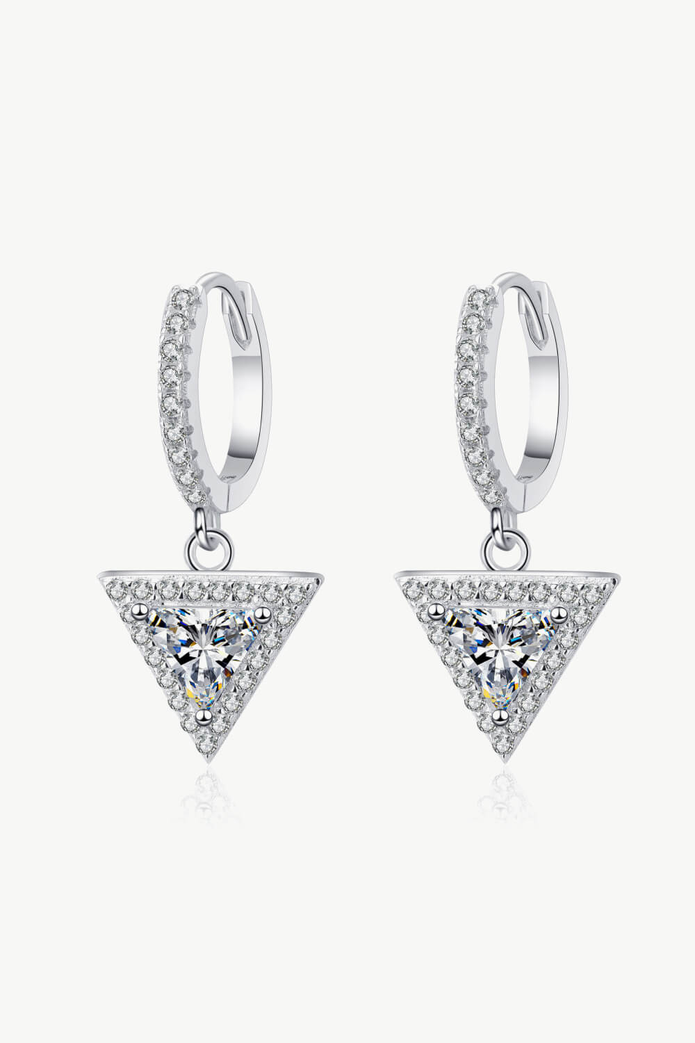 Moissanite Triangle Drop Earrings-Teresa&#39;s Fashionista LLC