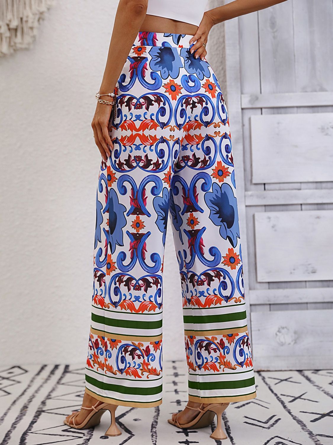 Printed High-Rise Wide Leg Pants-Teresa&#39;s Fashionista LLC