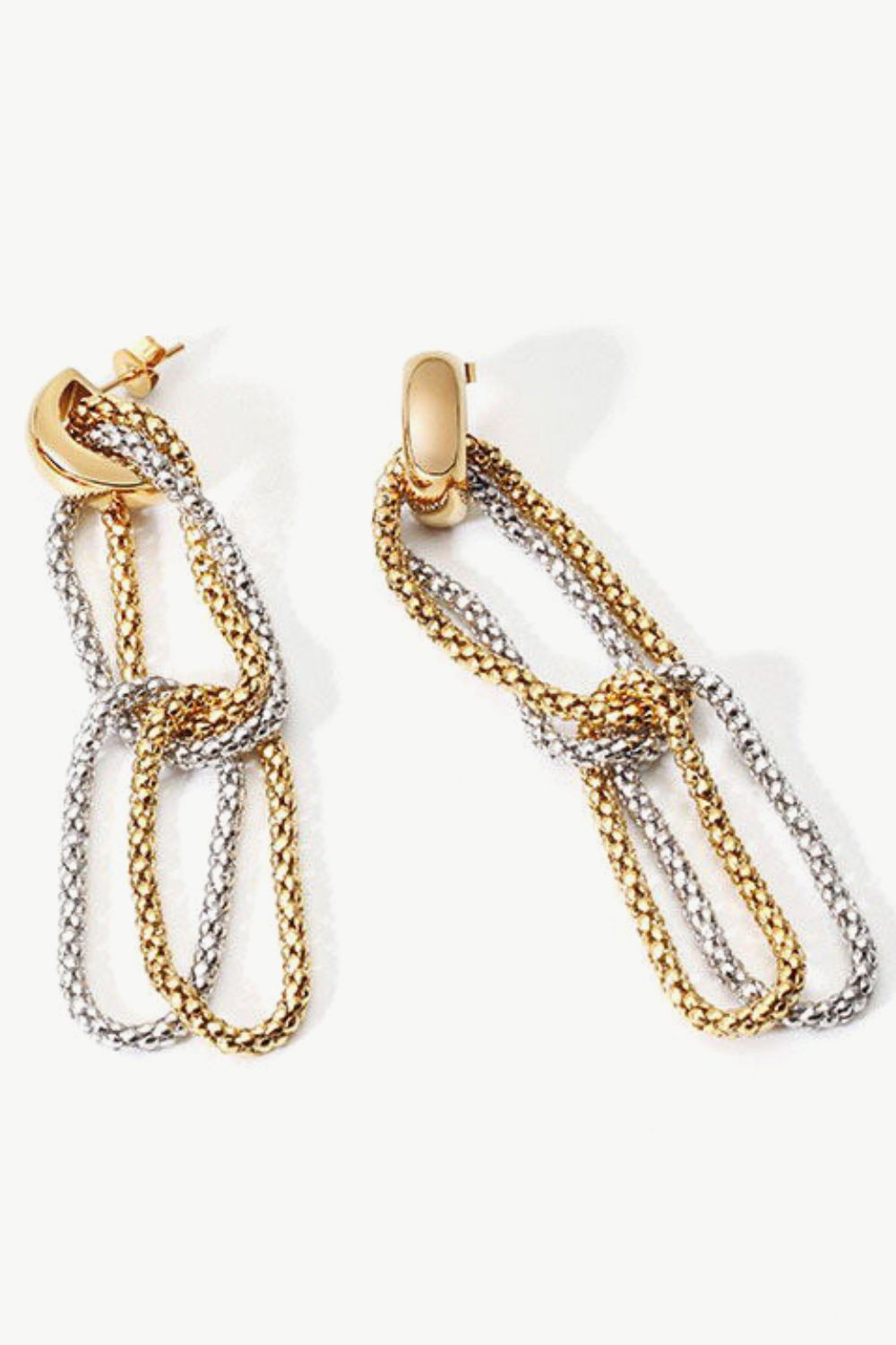 Gold-Plated D-Shaped Drop Earrings-Teresa&#39;s Fashionista LLC