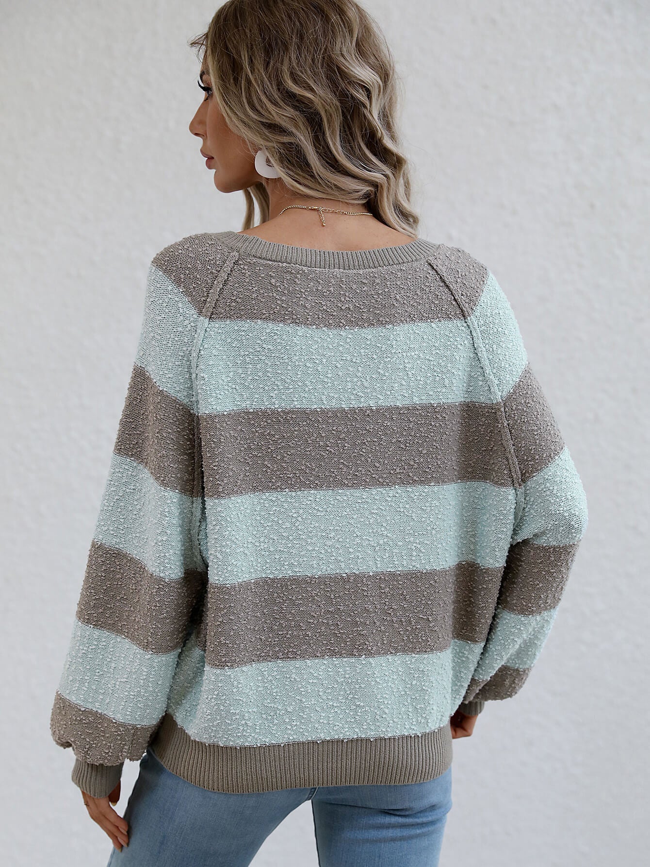 Striped Raglan Sleeve Ribbed Trim Knit Top-Teresa&#39;s Fashionista LLC