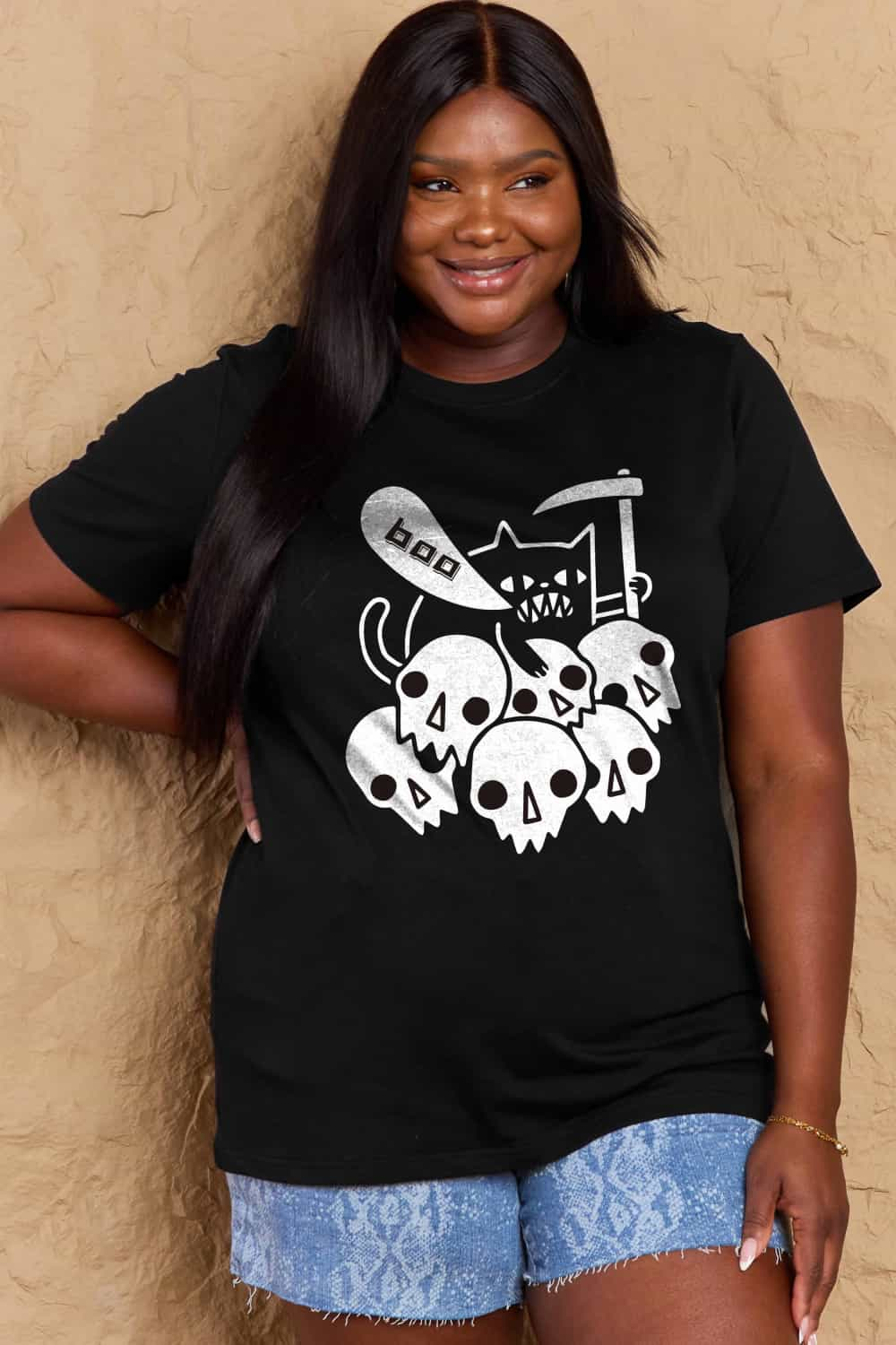 Simply Love Full Size Graphic BOO Cotton T-Shirt-Teresa&#39;s Fashionista LLC