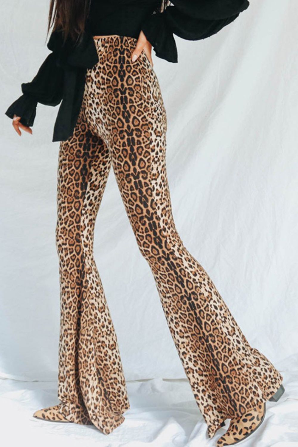 Leopard Print Flare Leg Pants-Teresa&#39;s Fashionista LLC