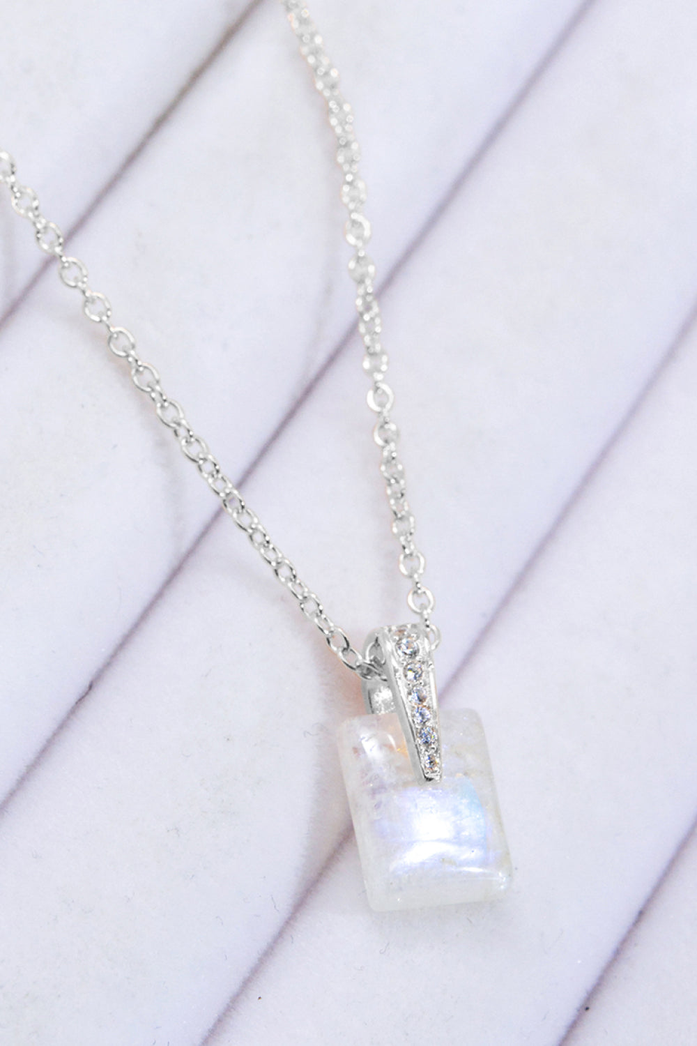 925 Sterling Silver Natural Moonstone Pendant Necklace-Teresa&#39;s Fashionista LLC