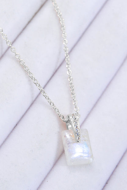 925 Sterling Silver Natural Moonstone Pendant Necklace-Teresa&#39;s Fashionista LLC