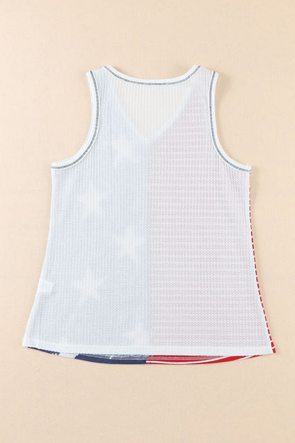 Star and Stripe V-Neck Tank-Teresa&#39;s Fashionista LLC