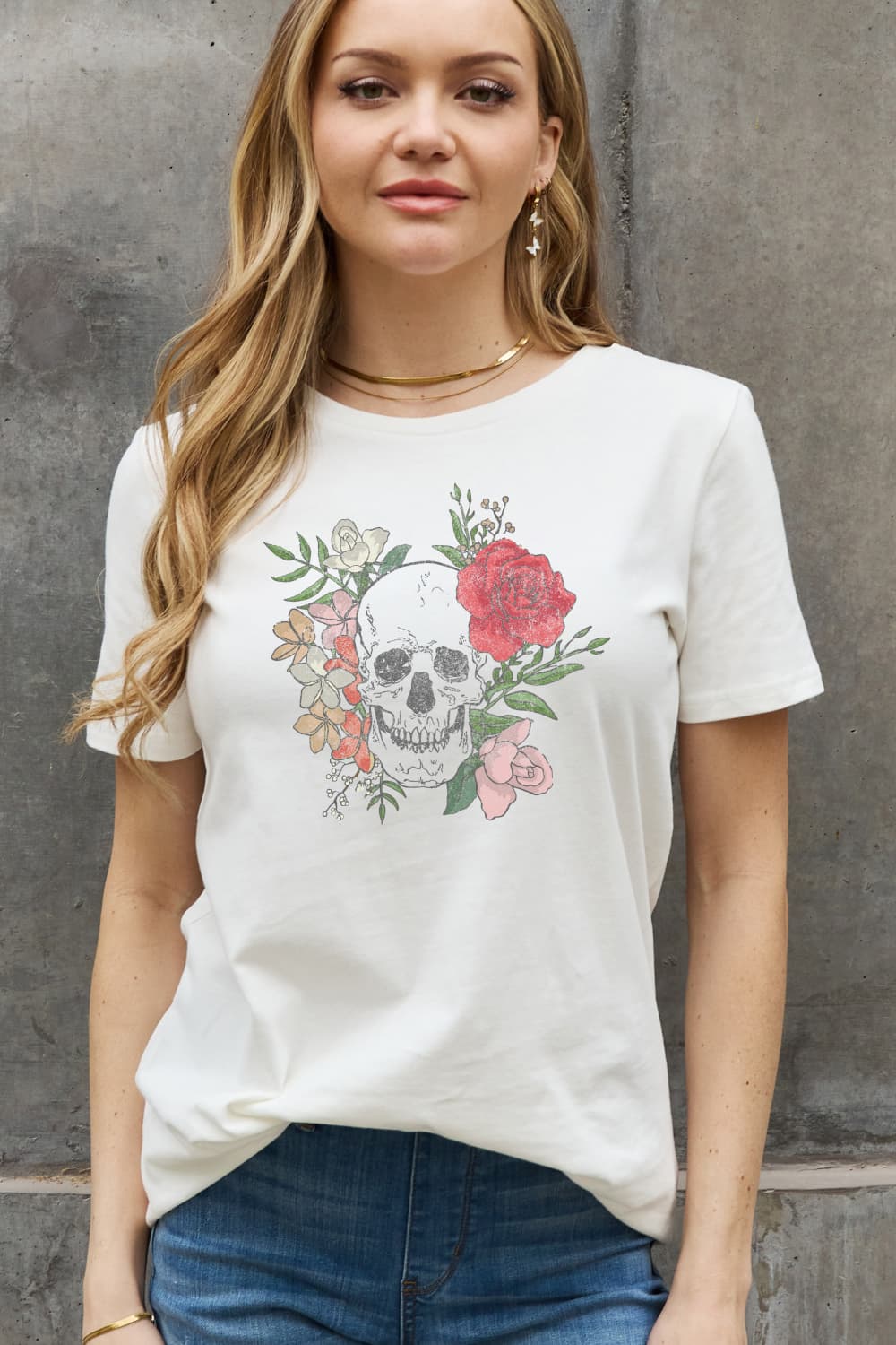 Simply Love Simply Love Full Size Skull Graphic Cotton Tee-Teresa&#39;s Fashionista LLC