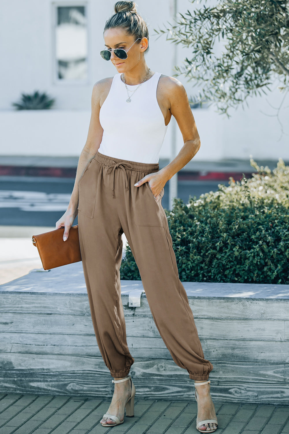 Drawstring Waist Joggers with Pockets-Teresa&#39;s Fashionista LLC