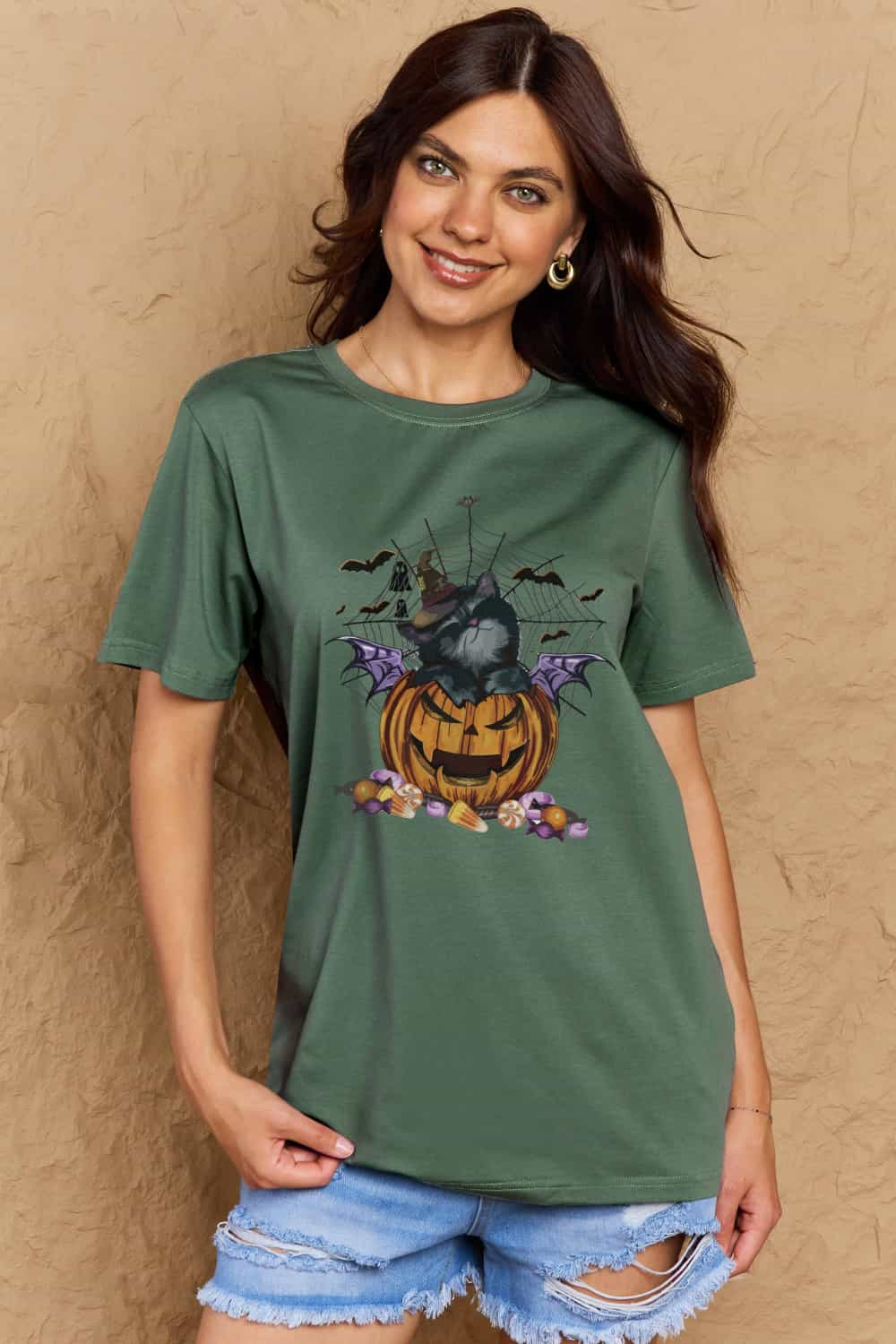 Simply Love Full Size Jack-O'-Lantern Graphic T-Shirt-Teresa&#39;s Fashionista LLC