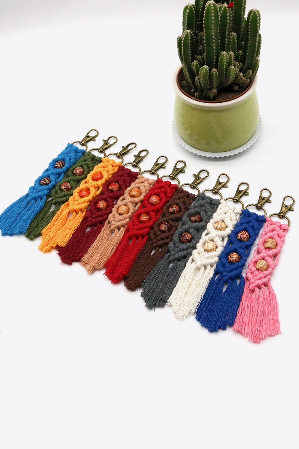 Assorted 4-Pack Handmade Macrame Fringe Keychain-Teresa&#39;s Fashionista LLC