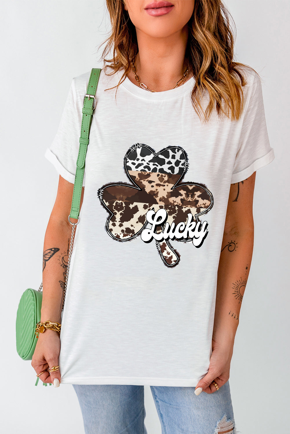 LUCKY Graphic Round Neck T-Shirt-Teresa&#39;s Fashionista LLC