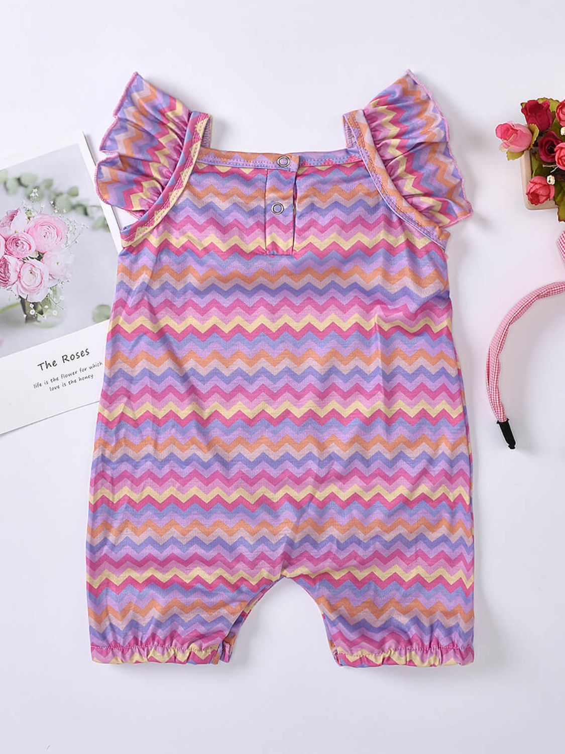 Baby Girl Printed Bow Detail Square Neck Romper-Teresa&#39;s Fashionista LLC