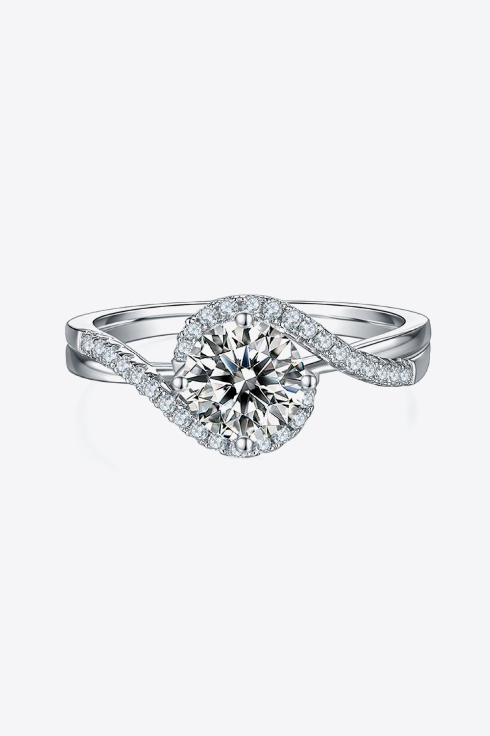 1 Carat Moissanite 925 Sterling Silver Crisscross Ring-Teresa&#39;s Fashionista LLC