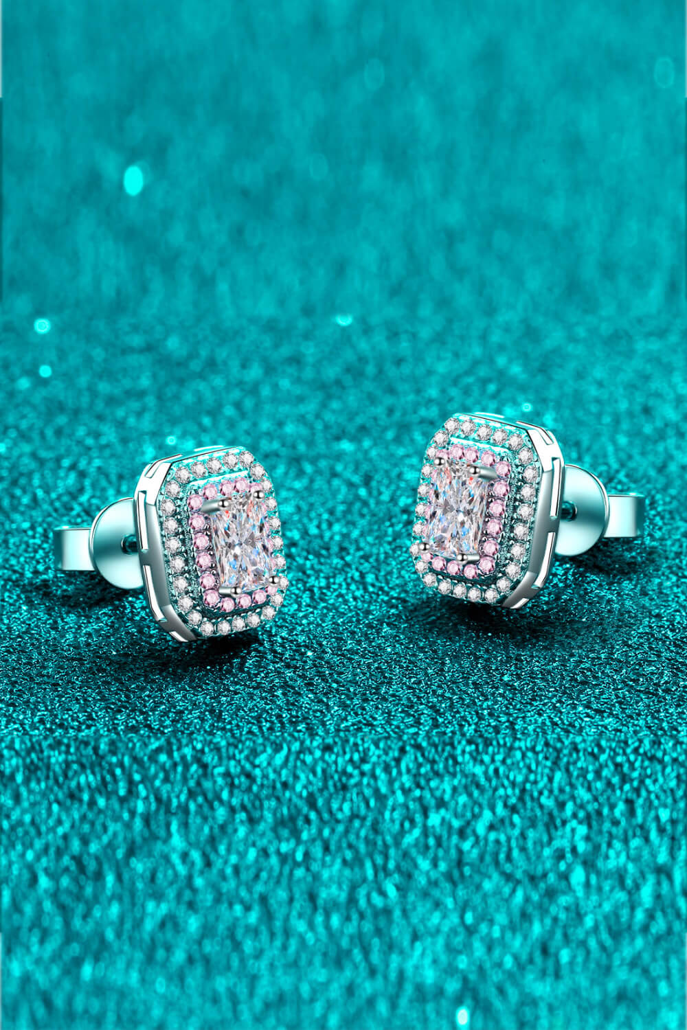 1 Carat Moissanite and Zircon Contrast Geometric Stud Earrings-Teresa&#39;s Fashionista LLC