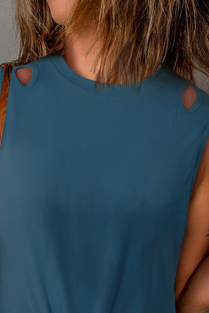 Twisted Hem Cutout Round Neck Tank-Teresa&#39;s Fashionista LLC