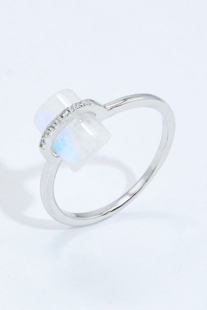 Natural Moonstone Platinum-Plated Ring-Teresa&#39;s Fashionista LLC