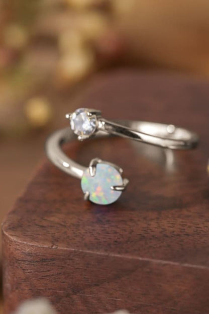 Opal 925 Sterling Silver Bypass Ring-Teresa&#39;s Fashionista LLC