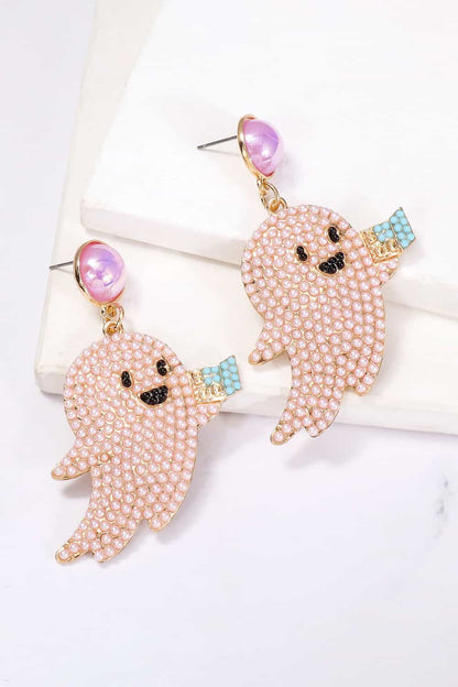 Ghost Shape Synthetic Pearl Dangle Earrings-Teresa&#39;s Fashionista LLC