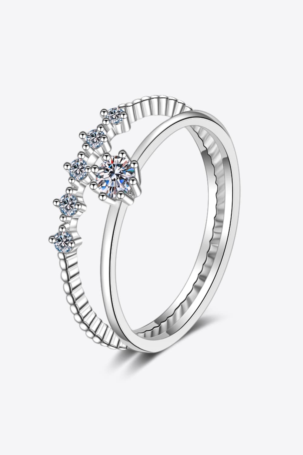 Moissanite 925 Sterling Silver Two-Piece Ring Set-Teresa&#39;s Fashionista LLC