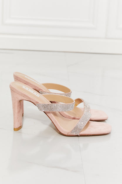 MMShoes Leave A Little Sparkle Rhinestone Block Heel Sandal in Pink-Teresa&#39;s Fashionista LLC