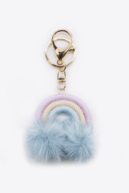 Assorted 4-Pack Rainbow Pom Pom Keychain-Teresa&#39;s Fashionista LLC