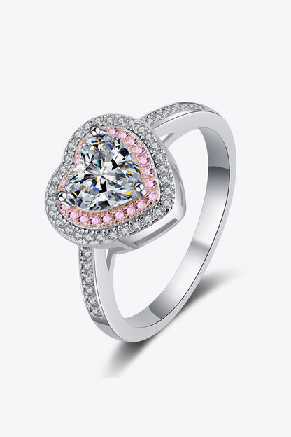 1 Carat Moissanite Heart 925 Sterling Silver Ring-Teresa&#39;s Fashionista LLC