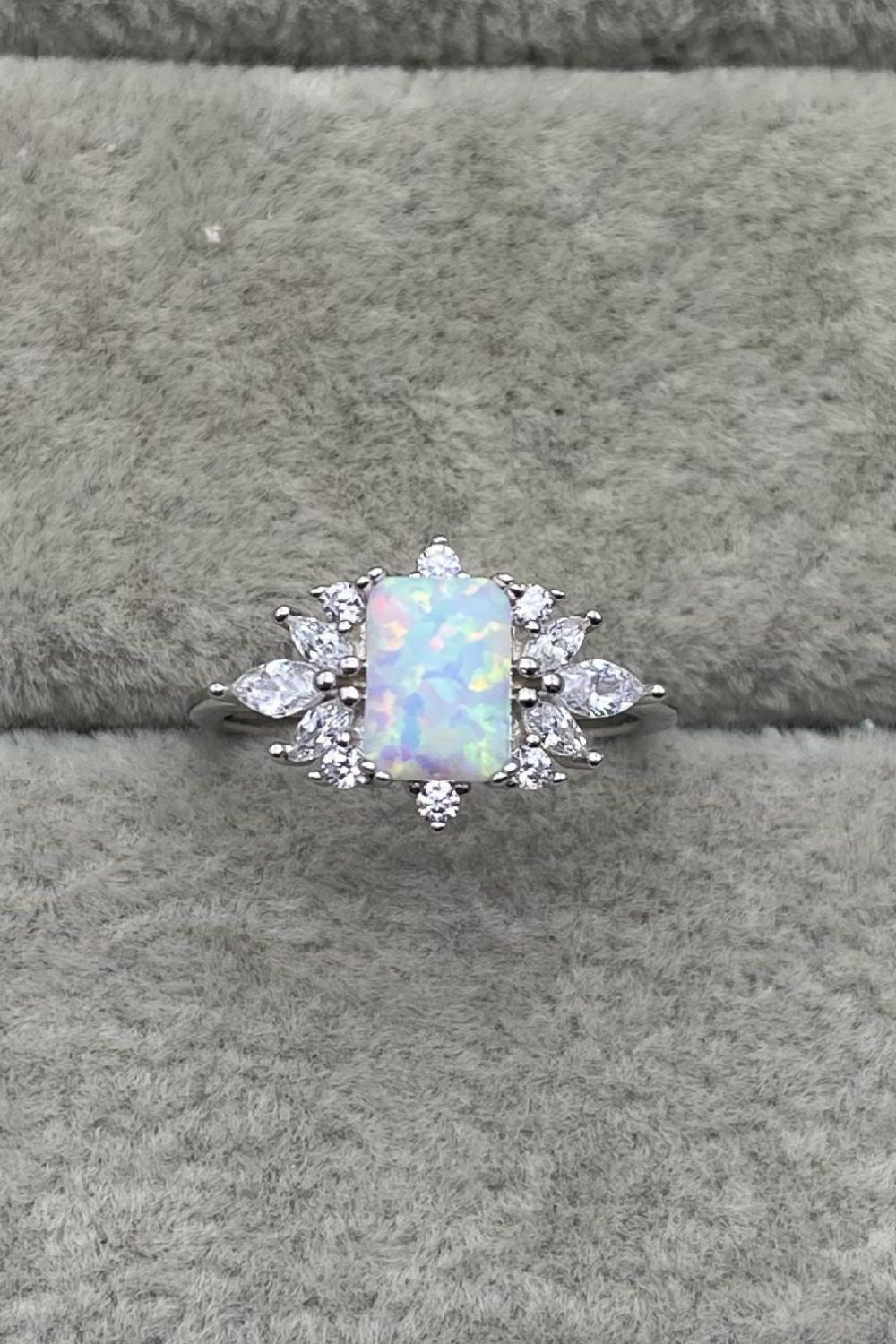 925 Sterling Silver Zircon and Opal Ring-Teresa&#39;s Fashionista LLC