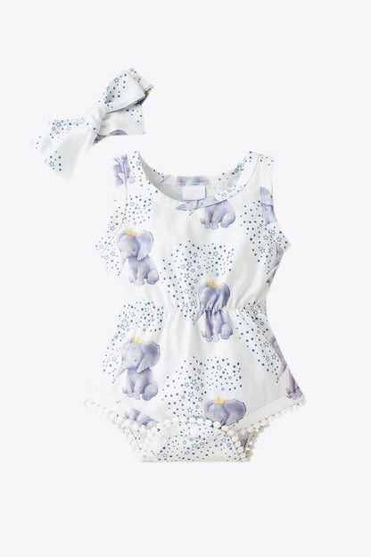 Baby Girl Elephant Print Bodysuit-Teresa&#39;s Fashionista LLC