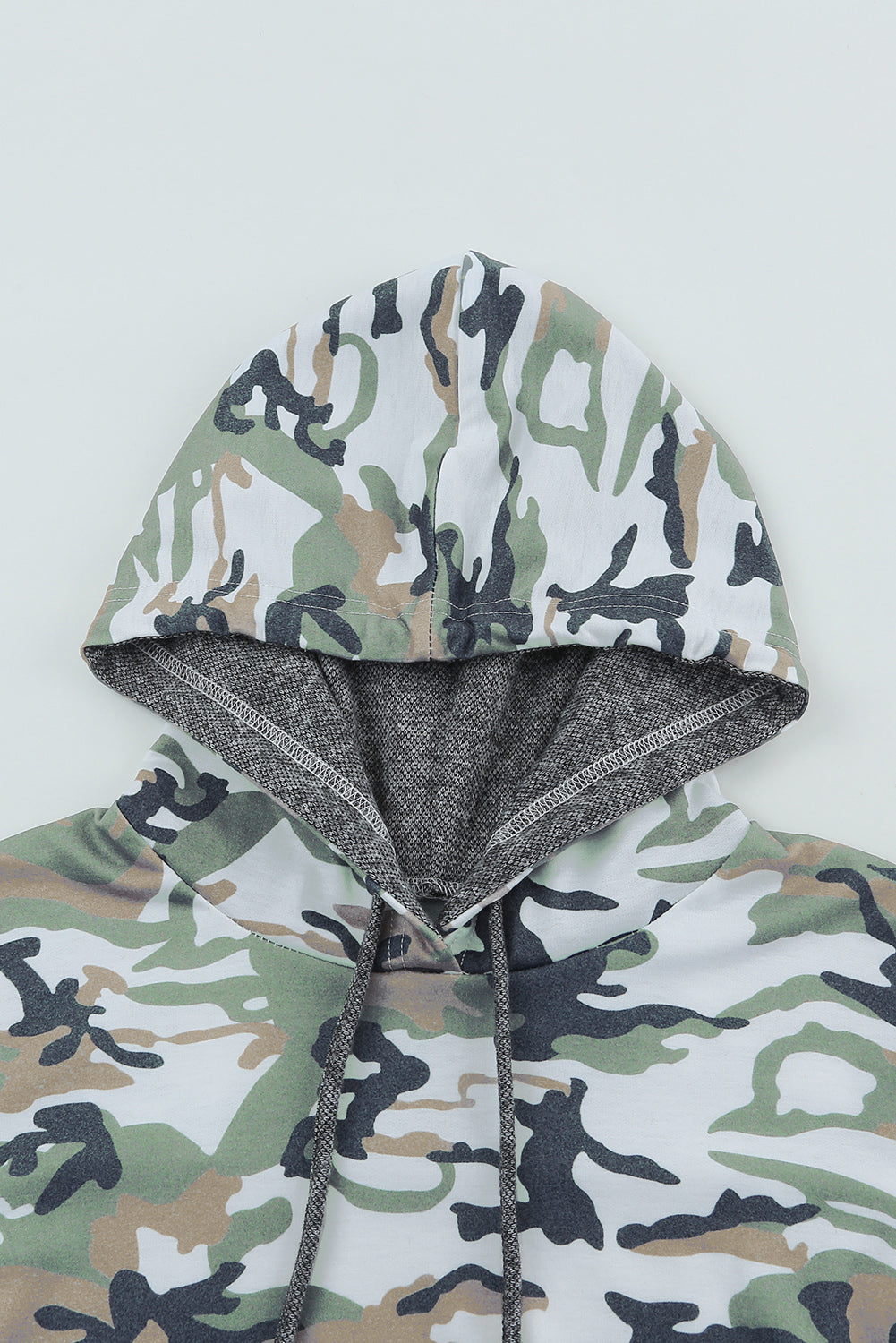 Camouflage Sequin Drawstring Hoodie-Teresa&#39;s Fashionista LLC