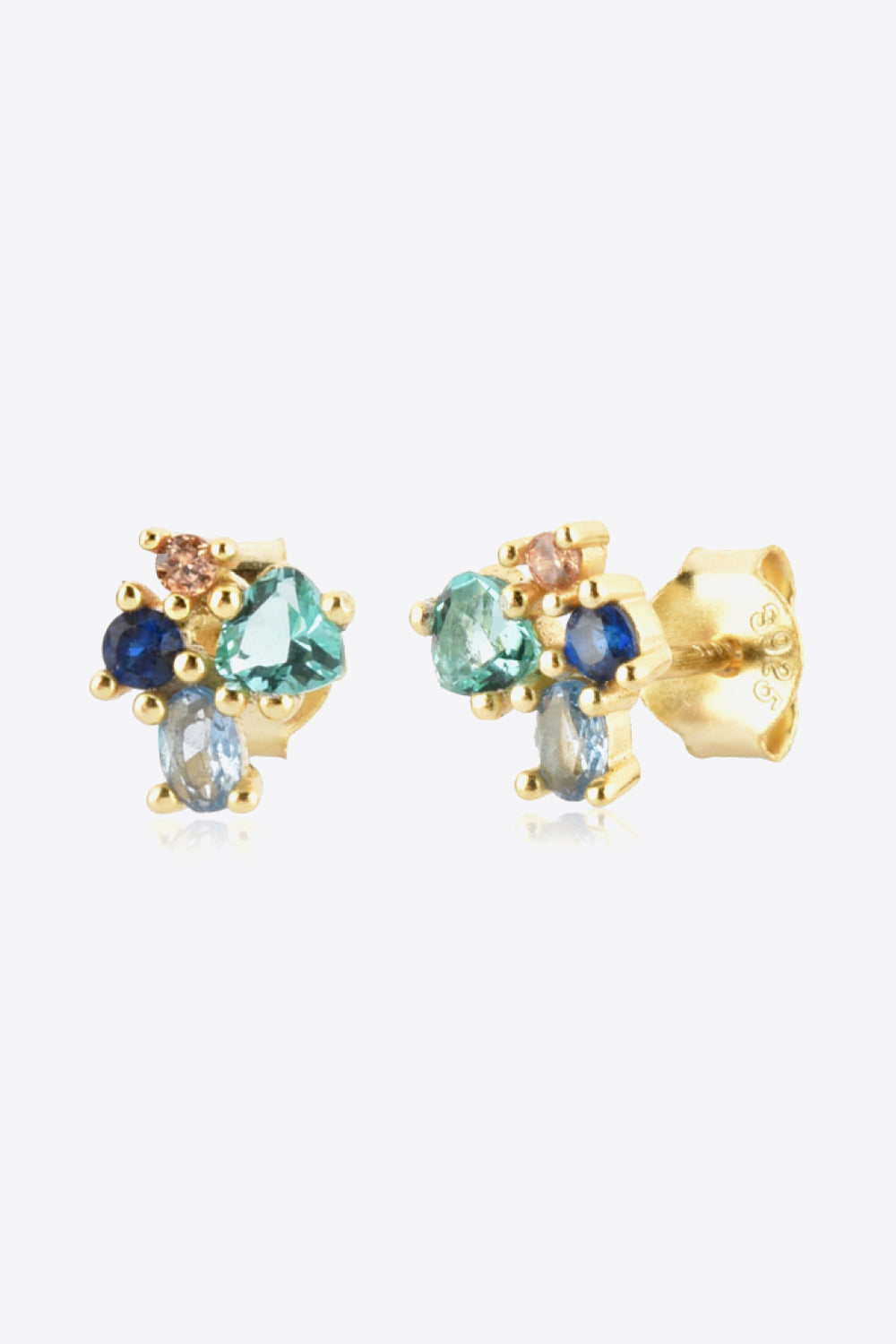 Multicolored Zircon 925 Sterling Silver Stud Earrings-Teresa&#39;s Fashionista LLC