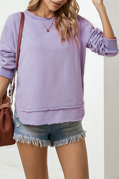 Side Slit Drop Shoulder Sweatshirt-Teresa&#39;s Fashionista LLC