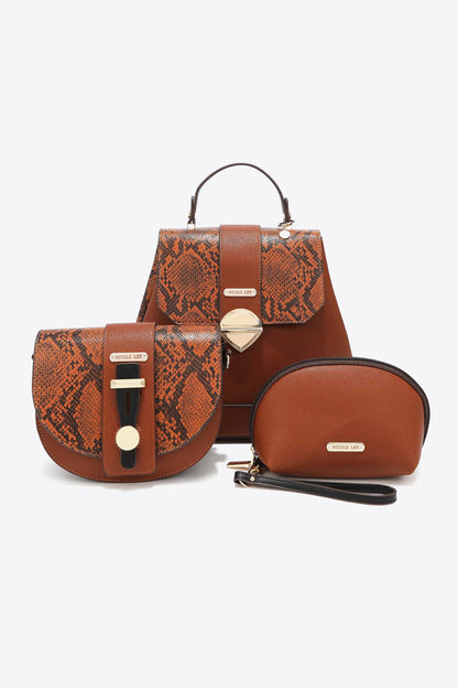 Nicole Lee USA Python 3-Piece Bag Set-Teresa&#39;s Fashionista LLC