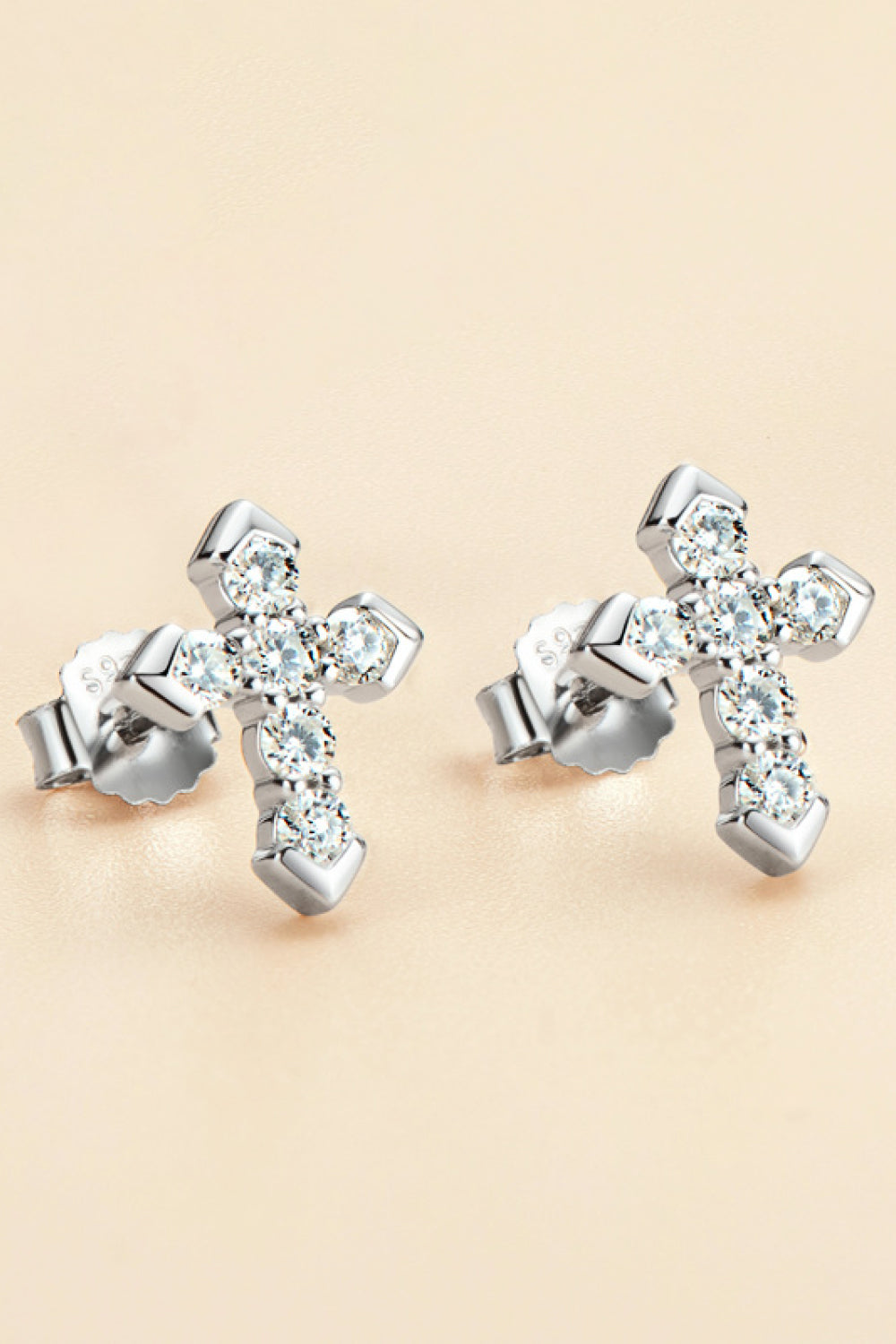 Moissanite Cross Stud Earrings-Teresa&#39;s Fashionista LLC